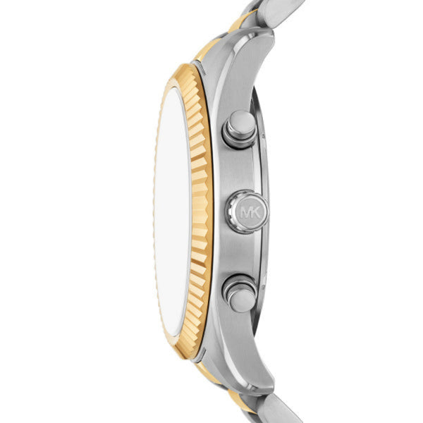 Michael Kors Lexington Quartz Two Tone Steel Black Dial 44mm Watch MK9207