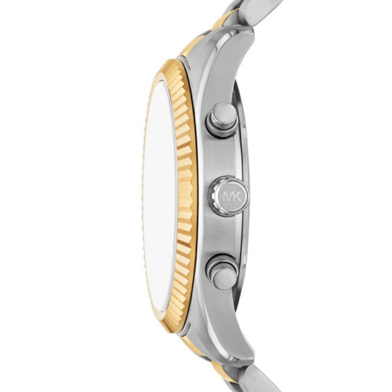 Michael Kors Lexington Quartz Two Tone Steel Black Dial 44mm Watch MK9207