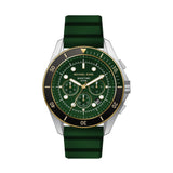 Michael Kors Maritime Quartz Two Tone Steel Green Silicon Strap 45mm Watch MK9214