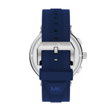 Michael Kors Billie Quartz Silver Steel Blue Silicone Strap 45mm Watch MK9254