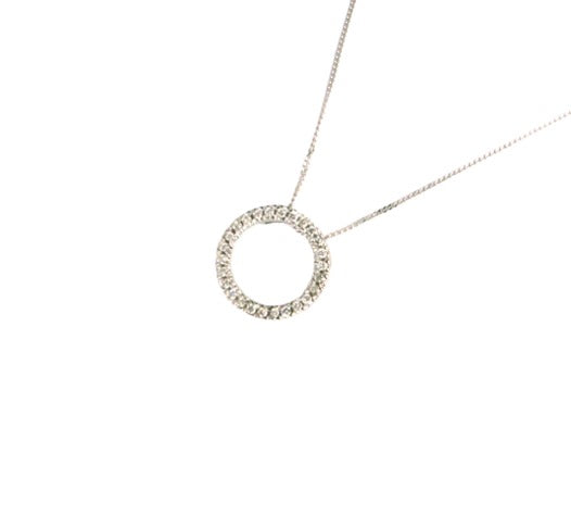 9ct White Gold Circle Diamond Necklace