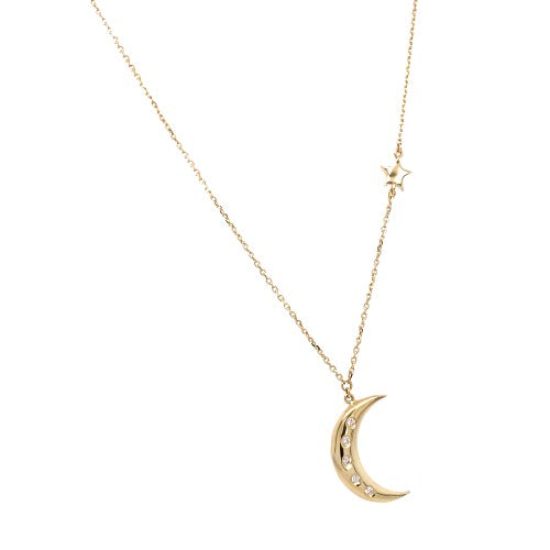9ct Gold Moon and Star Diamond Necklace