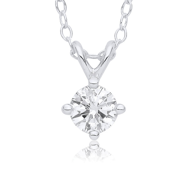 9ct Gold Four Claw Diamond Necklace