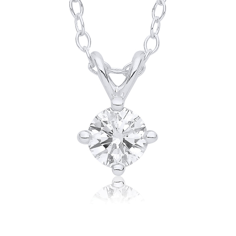 9ct Gold Four Claw Diamond Necklace