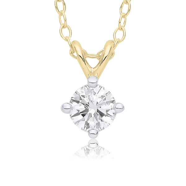 9ct Gold Four Claw Diamond Necklace