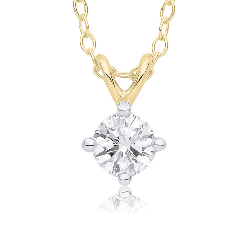 9ct Gold Four Claw Diamond Necklace