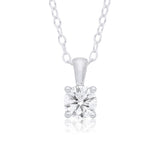 9ct Gold 4 Claw Diamond Pendant Necklace