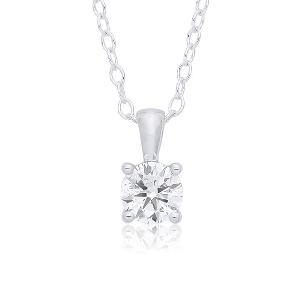 9ct Gold Four Claw Diamond Necklace