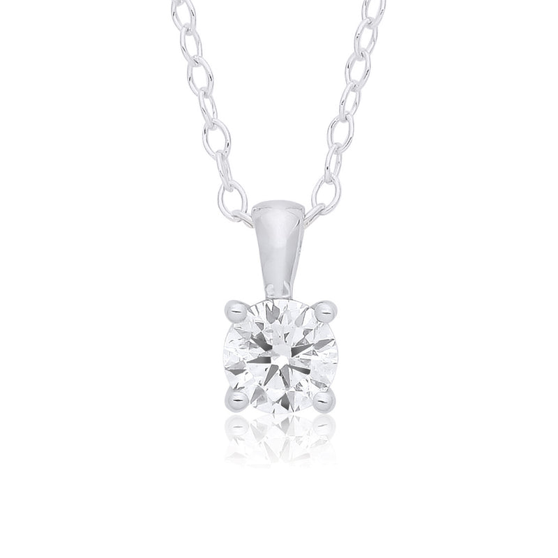 9ct Gold Four Claw Diamond Necklace