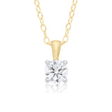 9ct Gold Four Claw Diamond Necklace
