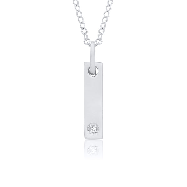 9ct Gold 0.04ct Diamond Ingot Pendant Necklace