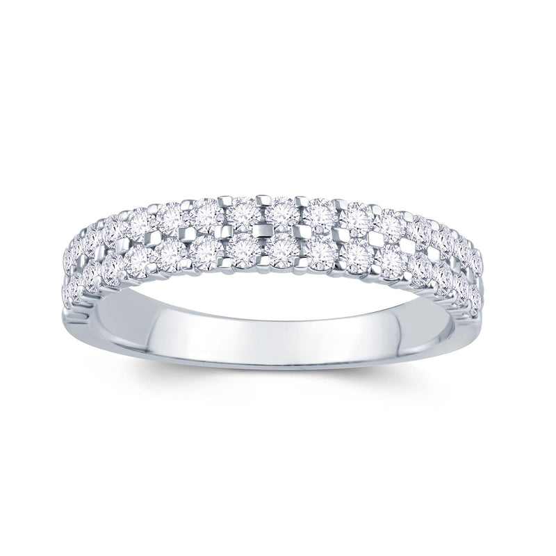 Platinum Two Row Claw-Set 0.50ct Diamond Wedding Ring