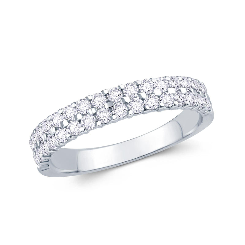 Platinum Two Row Claw-Set 0.50ct Diamond Wedding Ring