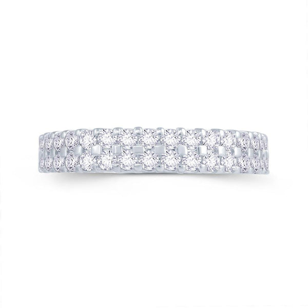 Platinum Two Row Claw-Set 0.50ct Diamond Ring