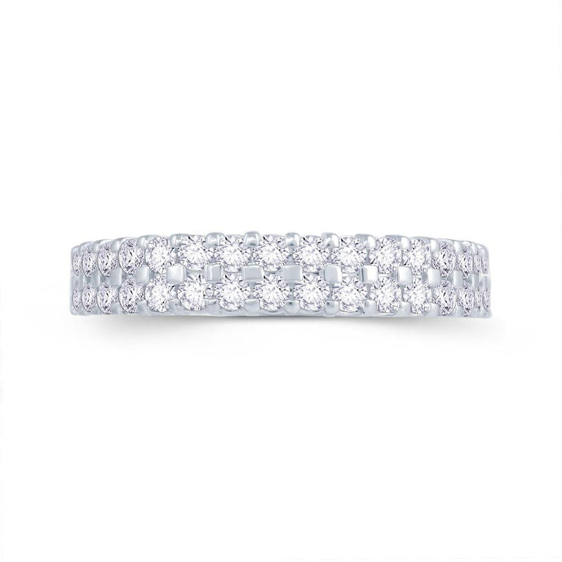 Platinum Two Row Claw-Set 0.50ct Diamond Ring