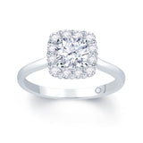 Platinum Round Cut Halo 0.95ct Diamond Engagement Ring