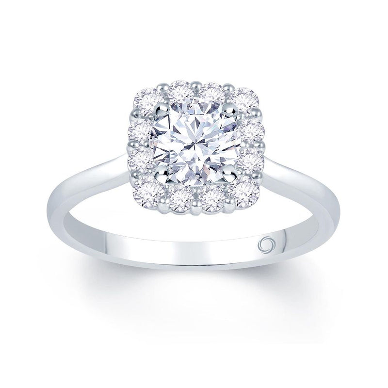 Platinum Round Cut Halo 0.95ct Diamond Ring