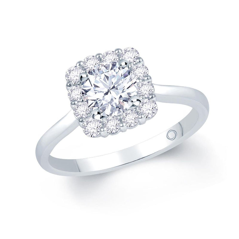 Platinum Round Cut Halo 0.95ct Diamond Engagement Ring