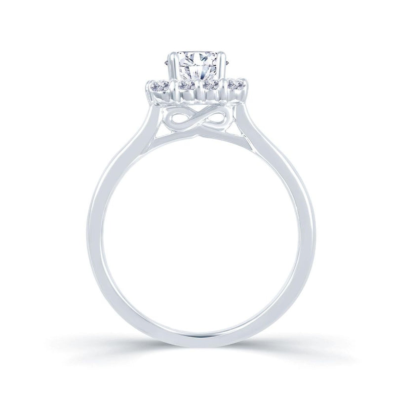 Platinum Round Cut Halo 0.95ct Diamond Engagement Ring