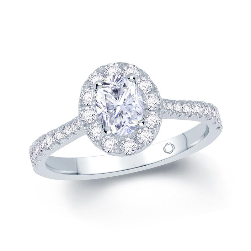 Platinum Oval Cut Halo 0.95ct Diamond Ring