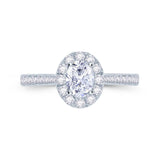 Platinum Oval Cut Halo 0.95ct Diamond Ring