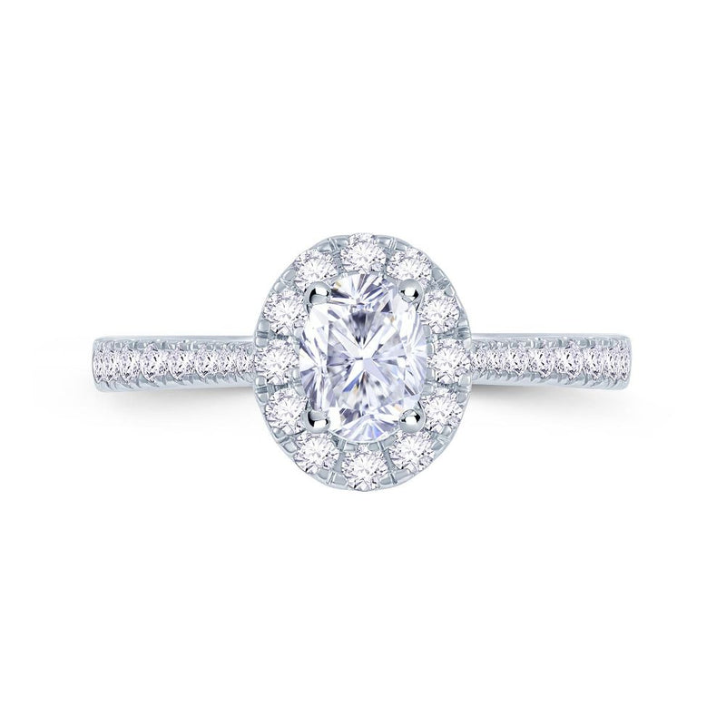 Platinum Oval Cut Halo 0.95ct Diamond Engagement Ring