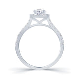 Platinum Oval Cut Halo 0.95ct Diamond Ring