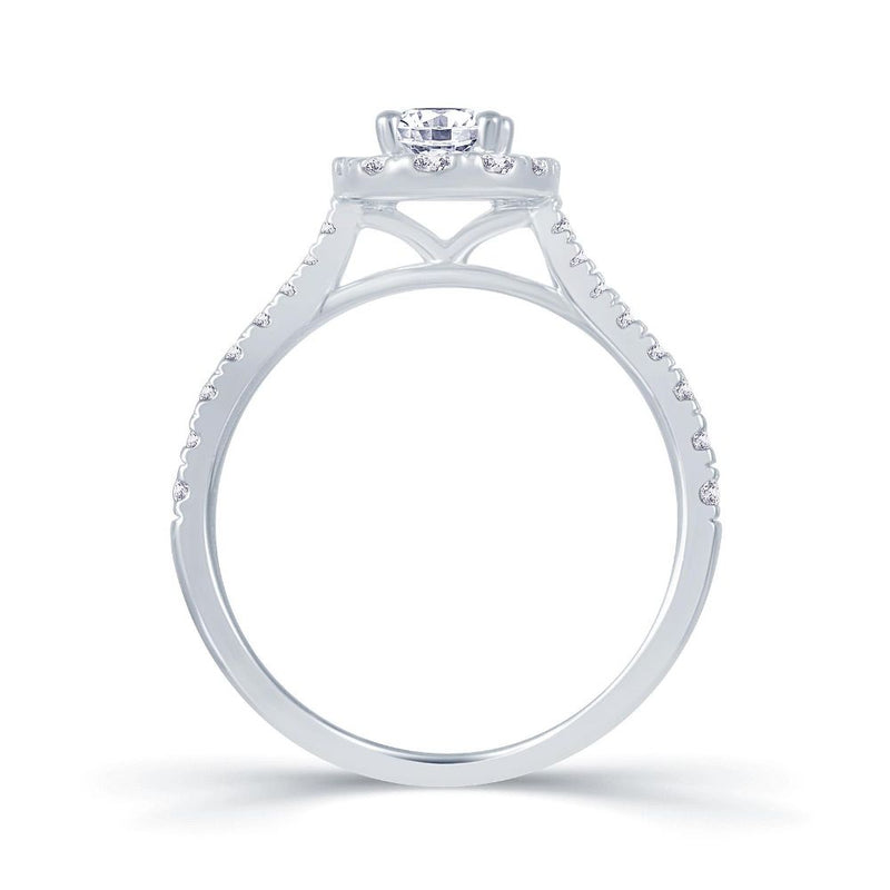 Platinum Oval Cut Halo 0.95ct Diamond Ring