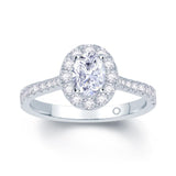 Platinum Oval Cut Halo 0.95ct Diamond Engagement Ring