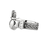 Sterling Silver Heavy Celtic Claddagh Mens Ring