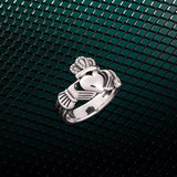 Sterling Silver Heavy Celtic Claddagh Mens Ring