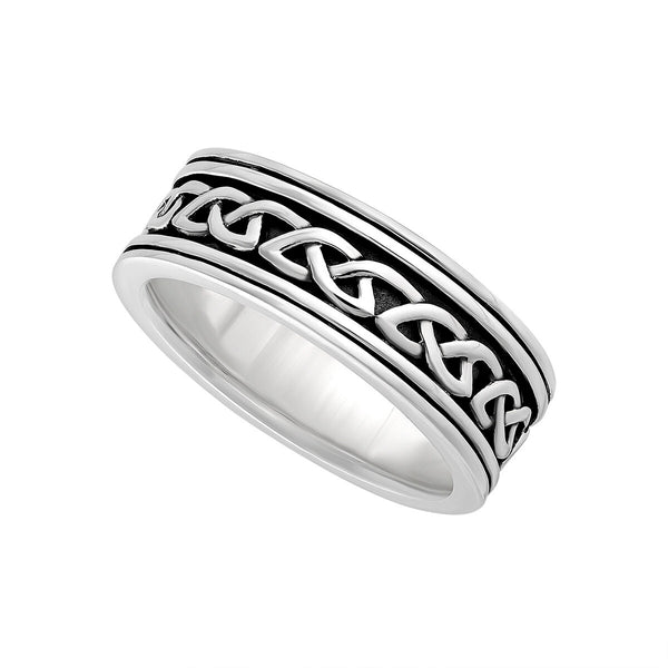 Sterling Silver Oxidised Celtic Knot Men Ring