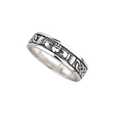 Sterling Silver Oxidised Celtic Claddagh Ladies Ring Band