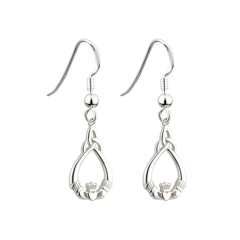 Sterling Silver Claddagh Trinity Knot Fish Hook Earrings