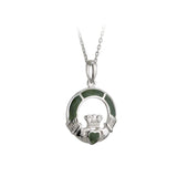 Sterling Silver Connemara Marble Claddagh Necklace