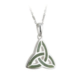 Sterling Silver Connemara Marble Trinity Knot Pendant Necklace