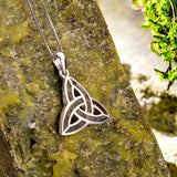 Sterling Silver Connemara Marble Trinity Knot Pendant Necklace