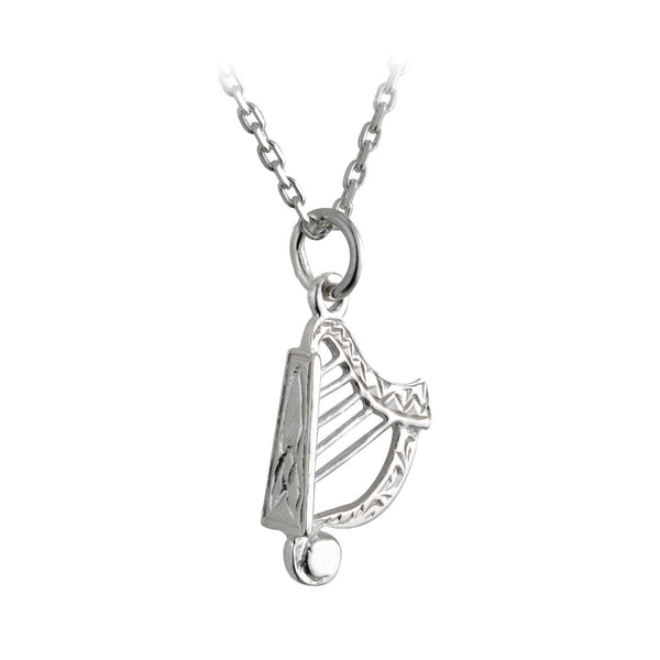 Sterling Silver Small Harp Pendant Necklace