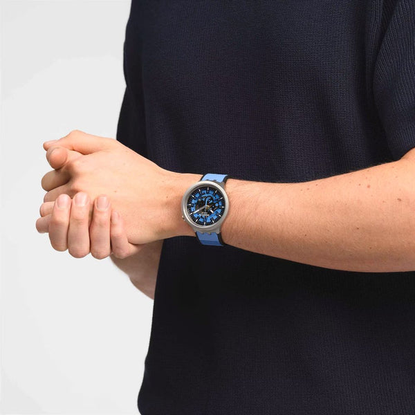 Swatch Azure Blue Daze Quartz 47mm Watch SB07S106