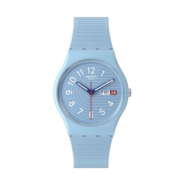 Swatch Frozen Trendy Lines in Sky Quartz 34mm Watch SO28S704