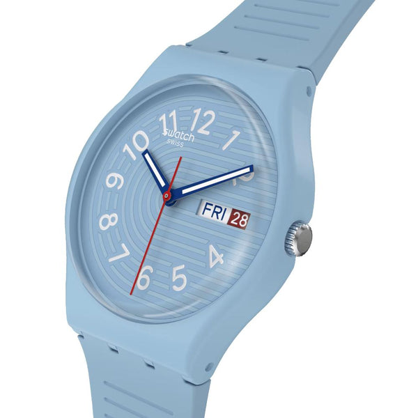 Swatch Frozen Trendy Lines in Sky Quartz 34mm Watch SO28S704