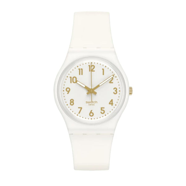 Swatch White Bishop Quartz 34mm Watch SO28W106-S14