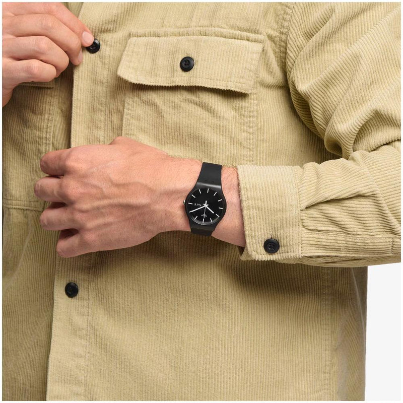 Swatch Mono Black Quartz 41mm Watch SO29B704