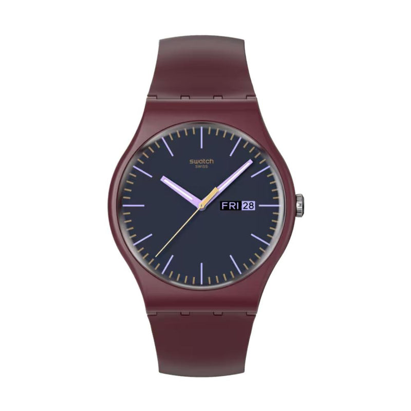 Swatch Burgundy Berry Quartz 41mm Watch S029R707