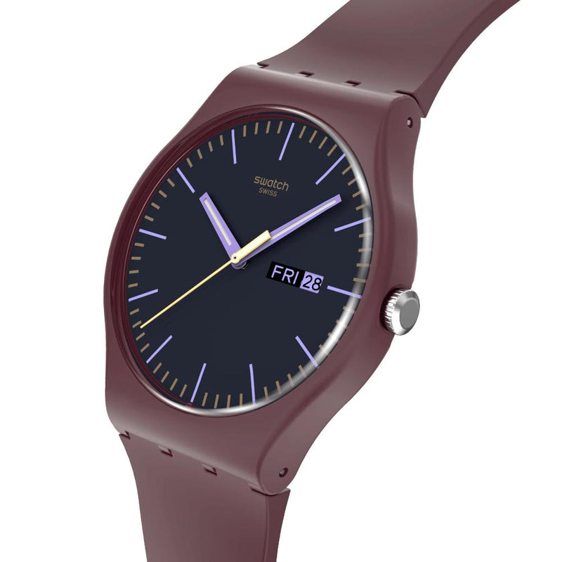 Swatch Burgundy Berry Quartz 41mm Watch S029R707
