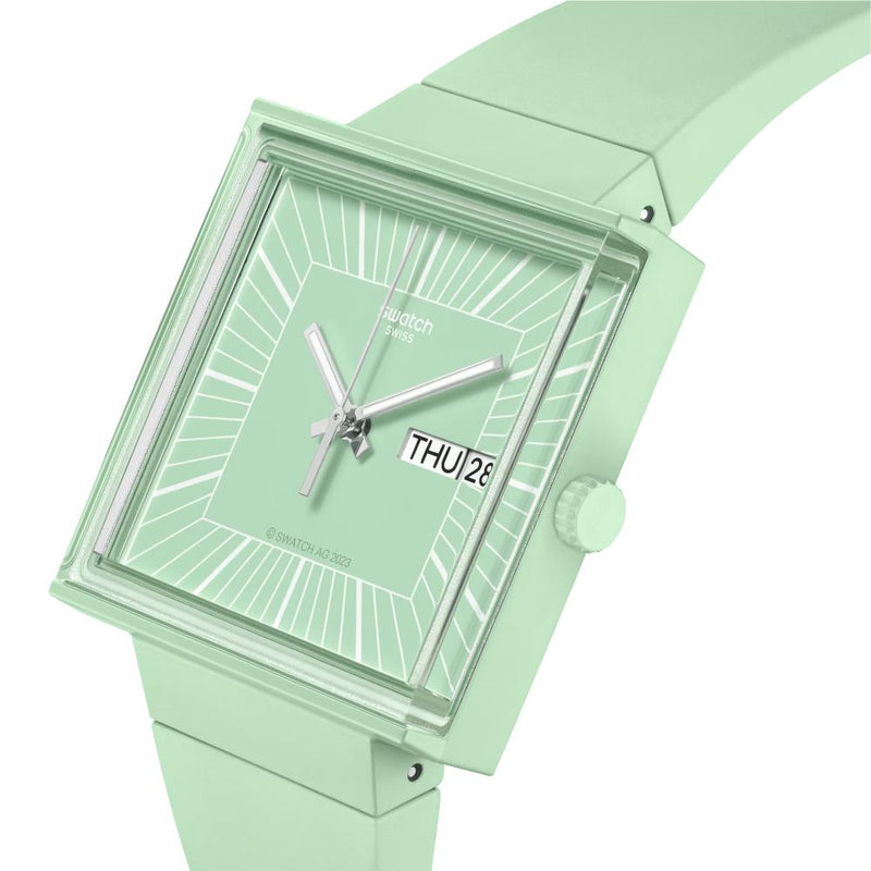 Swatch What if...Mint Quartz 33.25mm Watch SO34G701