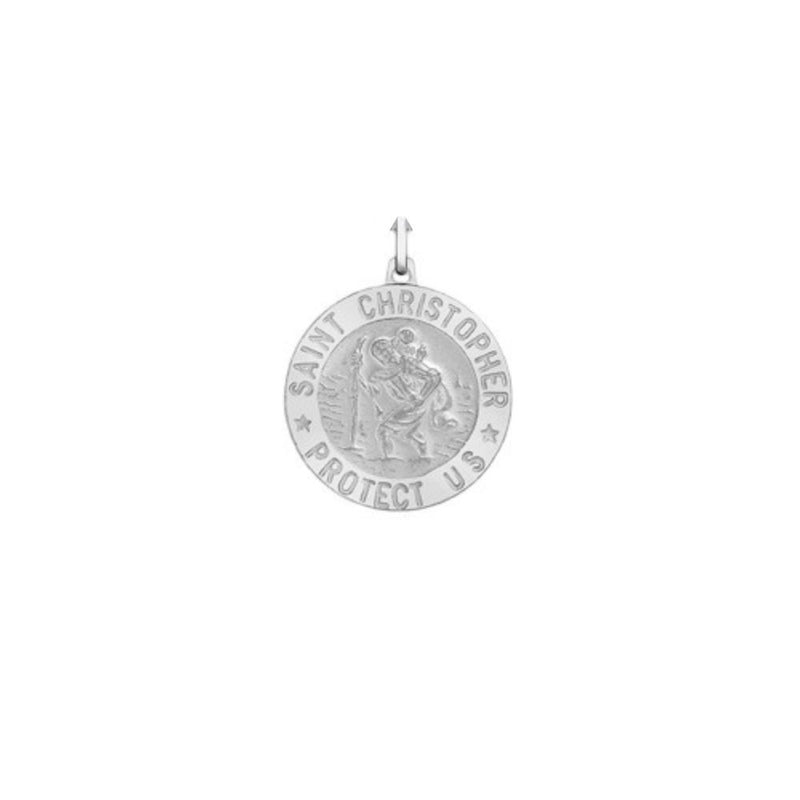 Sterling Silver Round St. Christopher Pendant