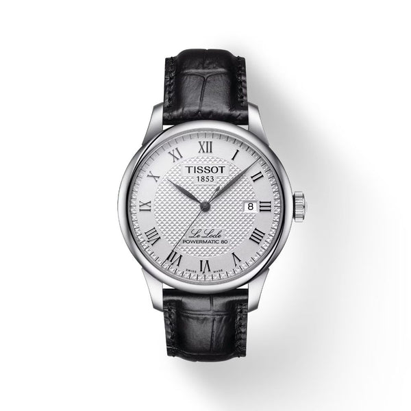 Tissot Le Locle Powermatic Automatic 80 Black Leather Silver Dial 39.30mm Watch T0064071603300