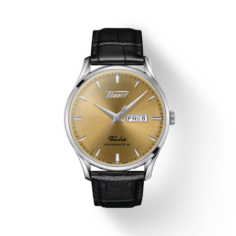 Tissot Heritage Visodate Powermatic 80 Black Leather 42mm Mens Watch T1184301602100