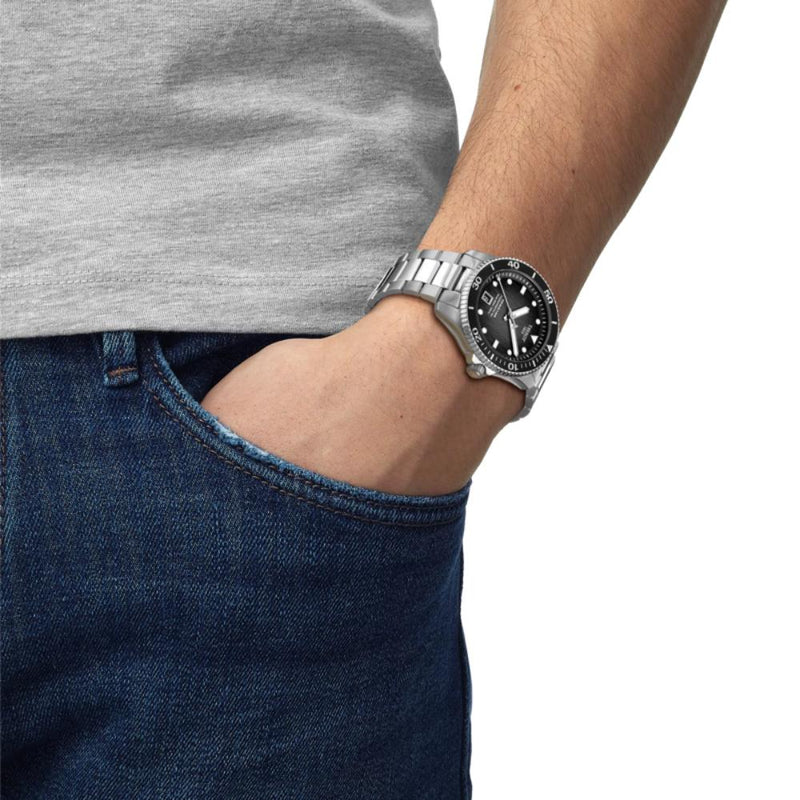 Tissot Seastar Powermatic 80 Steel Black DIal 40mm Watch T120807115100